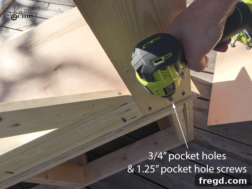 Build Your Own High-Back Bench 18 Attach Back of Bench with Pocket Hole Screws