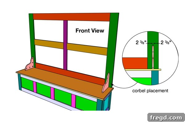 Build Your Own High-Back Bench 22 Attach Corbels to Bench