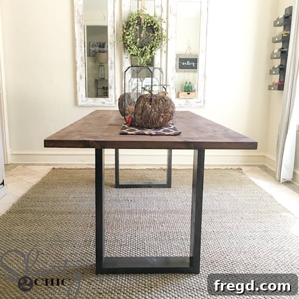 Your Custom Rustic Modern Dining Table 23 Completed DIY Rustic Modern Dining Table with Holiday Decor