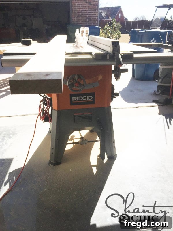 Your Custom Rustic Modern Dining Table 4 Using a Table Saw to Rip Edges for a Smooth Dining Table Top