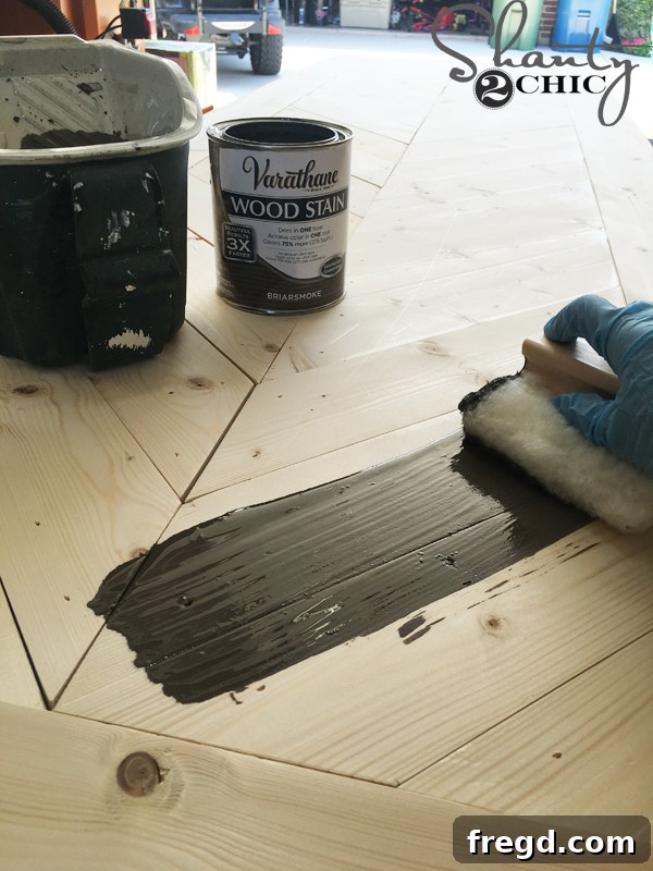 Rustic Glide Media Hub 40 staining-barn-door-with-varathane-briarsmoke