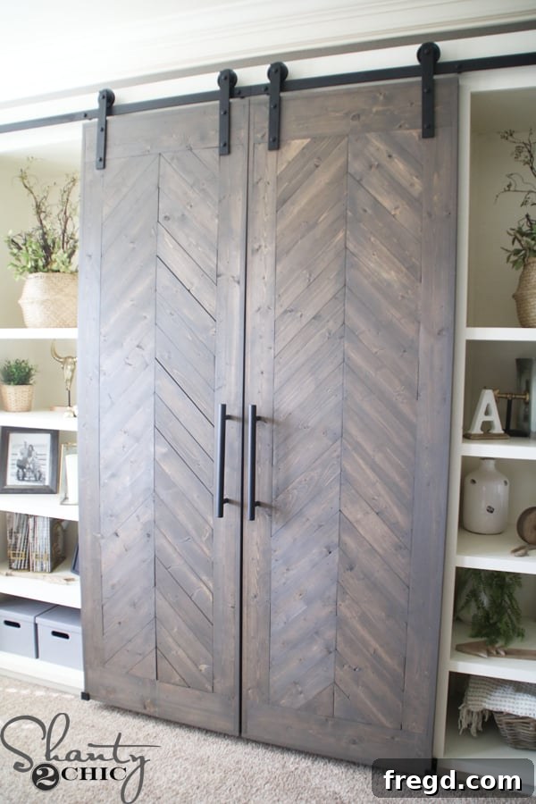 Rustic Glide Media Hub 50 diy-sliding-barn-doors-hung-on-track-with-guides