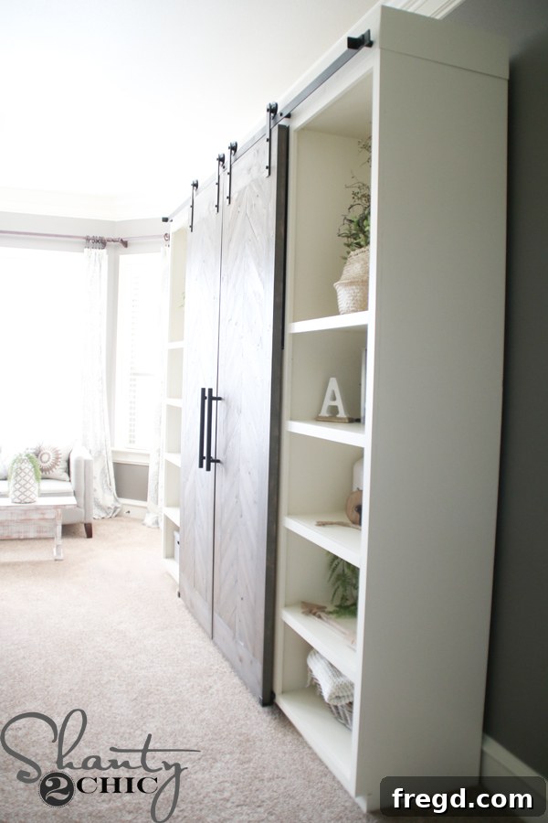 Rustic Glide Media Hub 51 finished-media-console-with-barn-doors-installed
