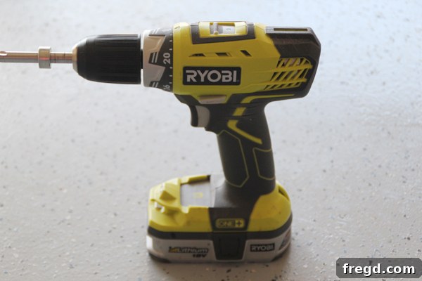 An 18-Volt Drill with a battery, a versatile tool for various tasks