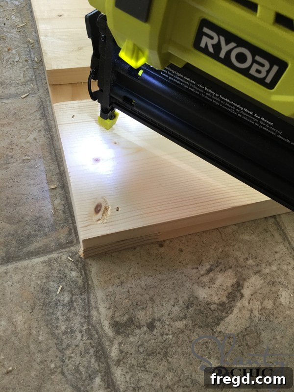Rolling Crate Coffee Hub 7 Attaching planks to the bottom frame for storage