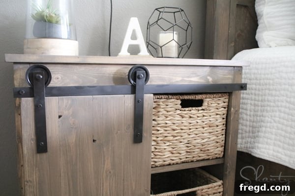 Make Your Own Barn Door Hardware for Just $20 2 Finished DIY Barn Door Hardware on a piece of furniture