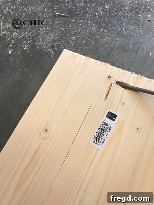 Craft Your Own Sliding Barn Door Nightstand 25 Assembling the plank door for the sliding barn door nightstand