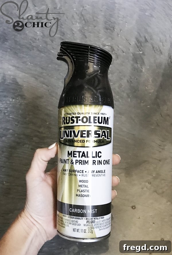 Kitchen Upgrade: DIY Floating Dish Shelf Tutorial 14 Carbon Mist spray paint used for the strong-ties and hex screws