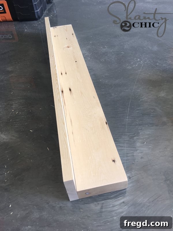 Kitchen Upgrade: DIY Floating Dish Shelf Tutorial 20 Partially assembled shelf, showing the back piece attached to the base