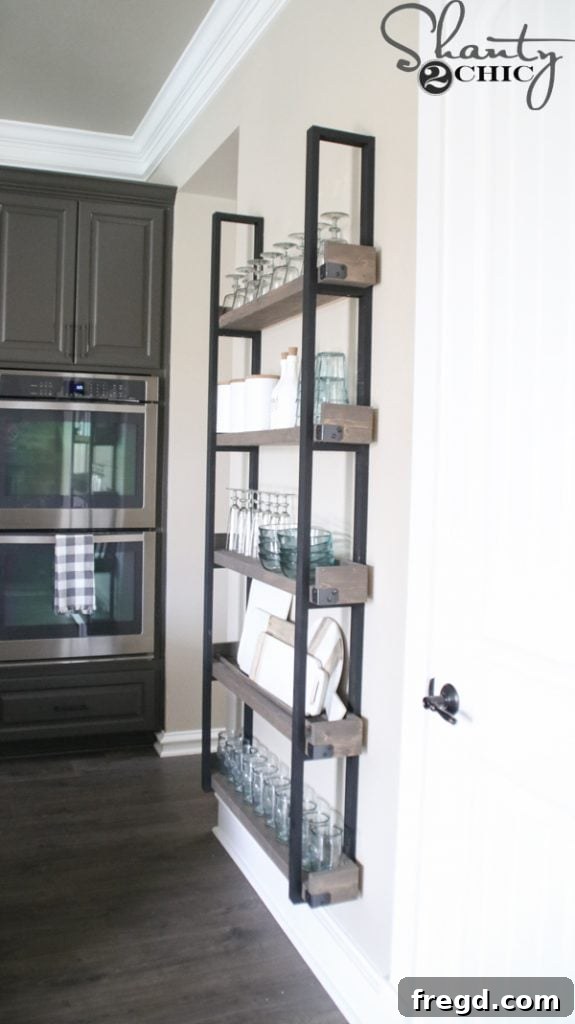 Kitchen Upgrade: DIY Floating Dish Shelf Tutorial 31 Beautifully styled floating plate rack with various kitchen items and decor