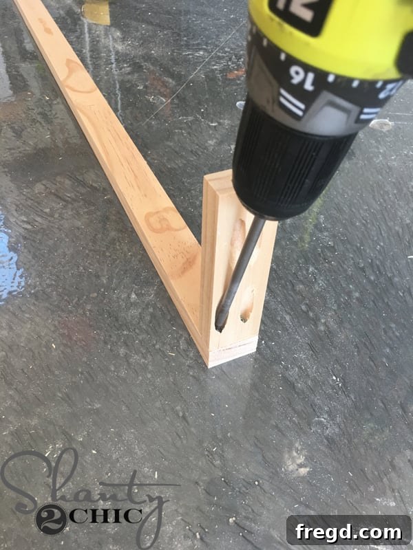 Kitchen Upgrade: DIY Floating Dish Shelf Tutorial 6 Close-up of wooden rung pieces with pocket holes drilled