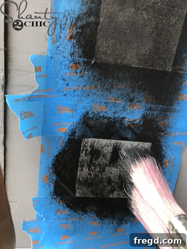 Taping off checkerboard pattern on game board