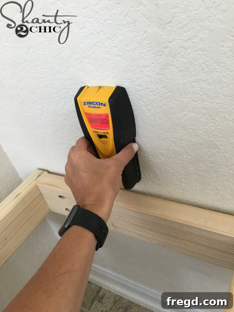 Locating Wall Studs with a Stud Finder for Bench Installation
