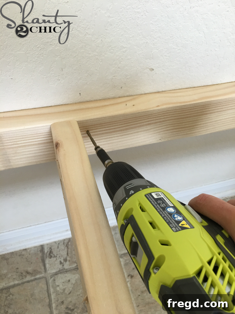 Attaching the Bench Frame to Wall Studs for Stability