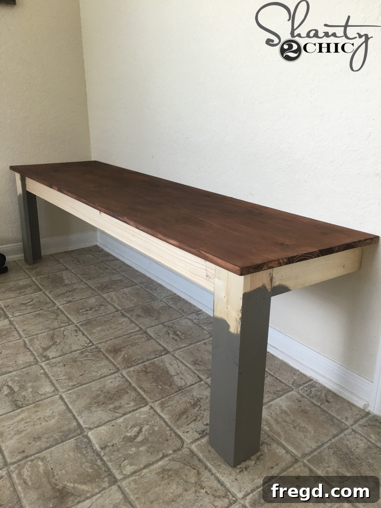 Attaching the Bench Top to the Frame with Pocket Hole Screws