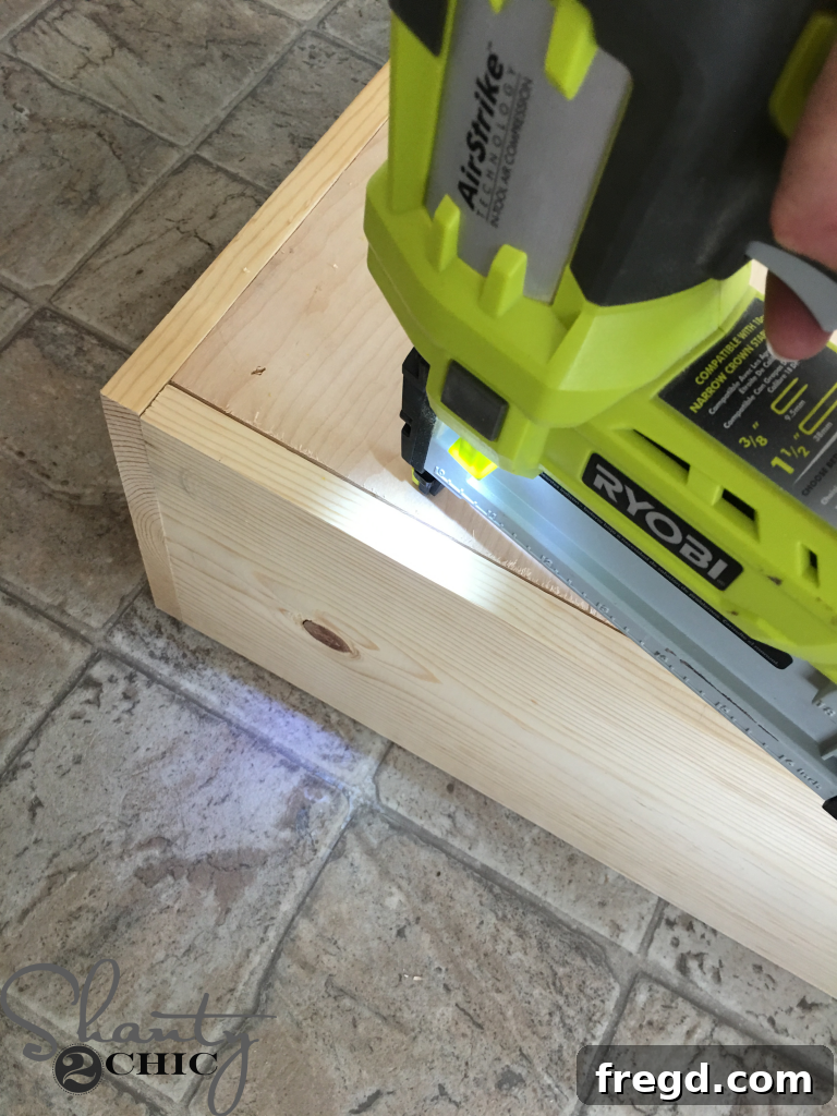 Attaching Plywood Backing with a Crown Stapler for a Strong Hold