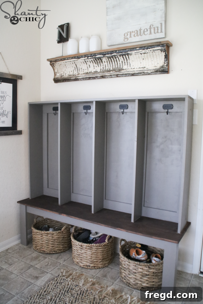Overview of the DIY Wall Locker and Mudroom Space
