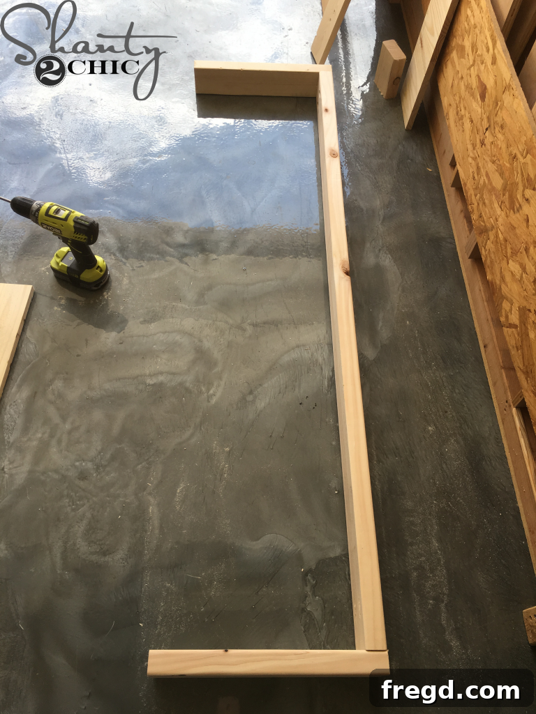 Bench Apron Piece Attached to Side Supports