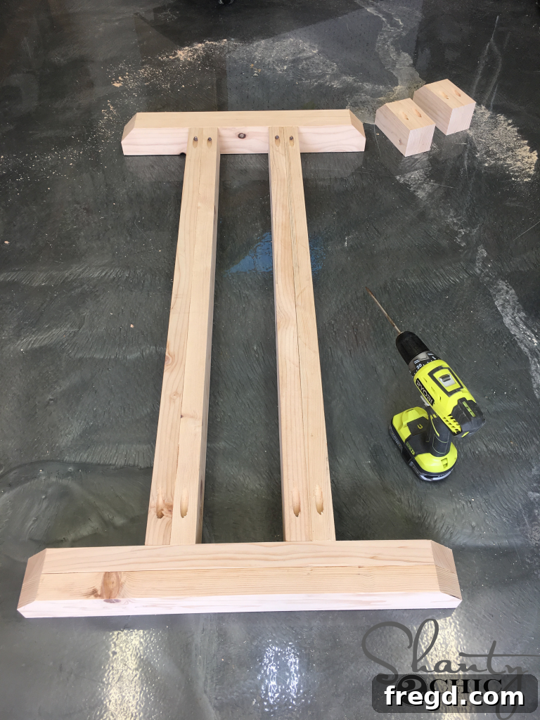First Part of the Table Base assembly, showing initial joined components.