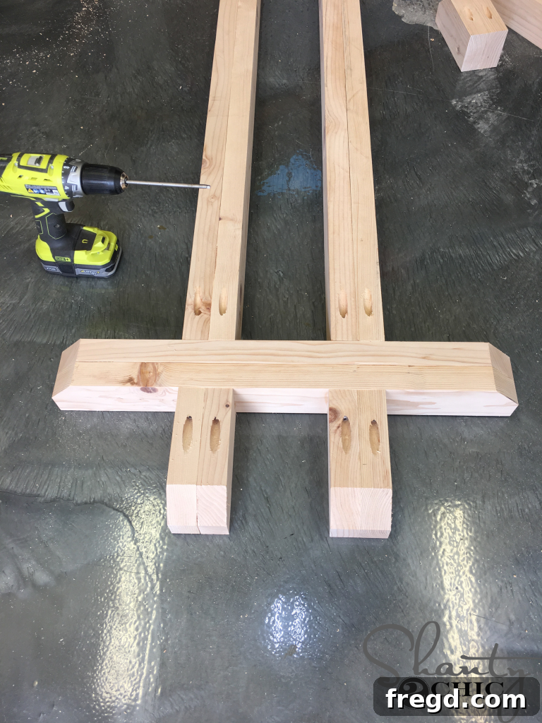 Second Part of the Table Base assembly, adding more structural components.