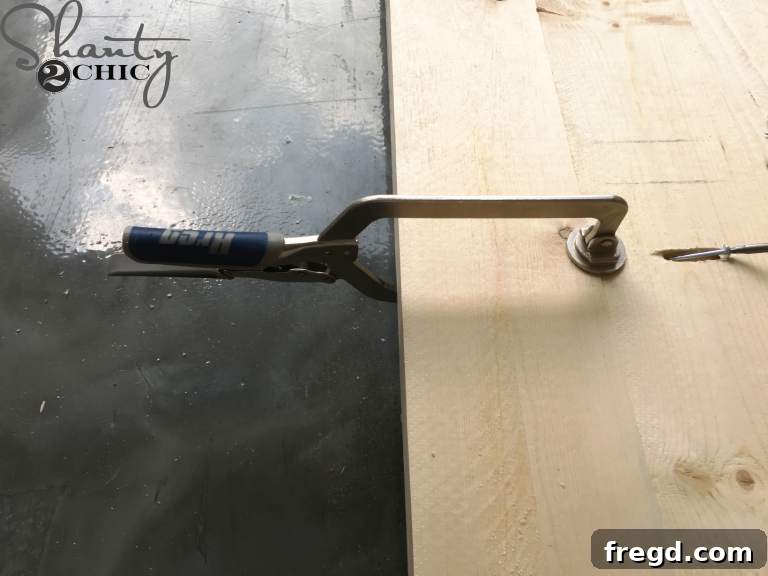 How to Build a Dining Table Top: joining planks with pocket holes for a seamless surface.