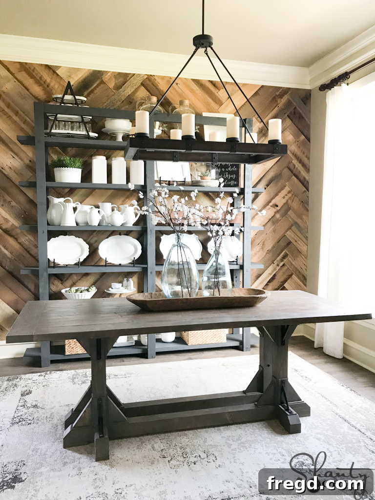 How to Build a Dining Table: The completed industrial corbel farmhouse table.