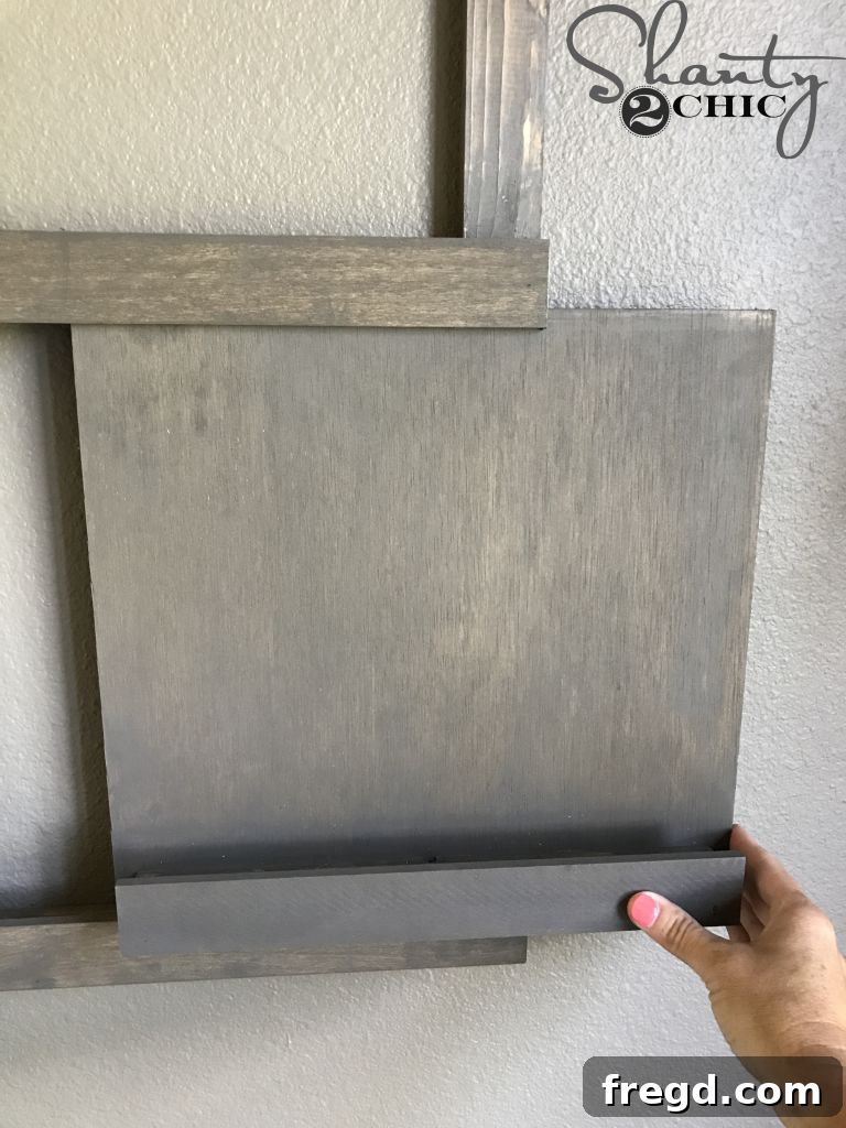 Securely mounted custom DIY wall organizer on the wall