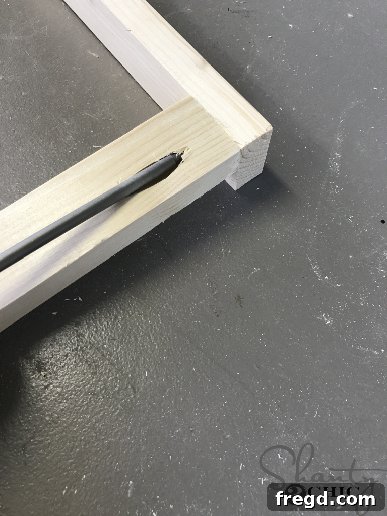 Drilling pocket holes for the DIY organizer frame