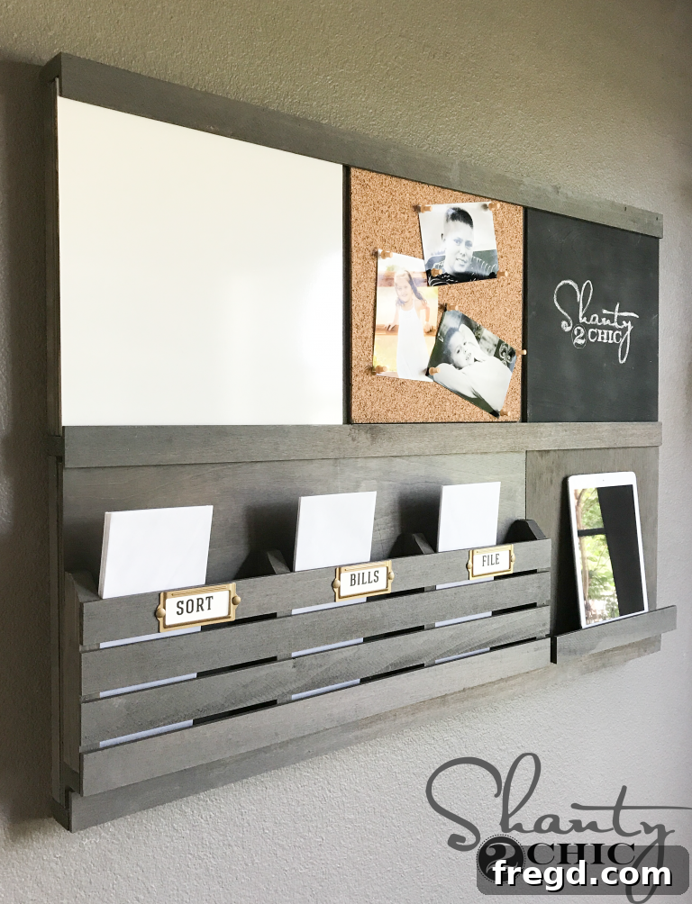 Overview of the fully organized custom DIY wall organizer