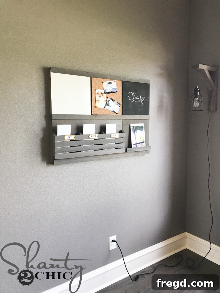 Detailed view of the functional custom wall organizer