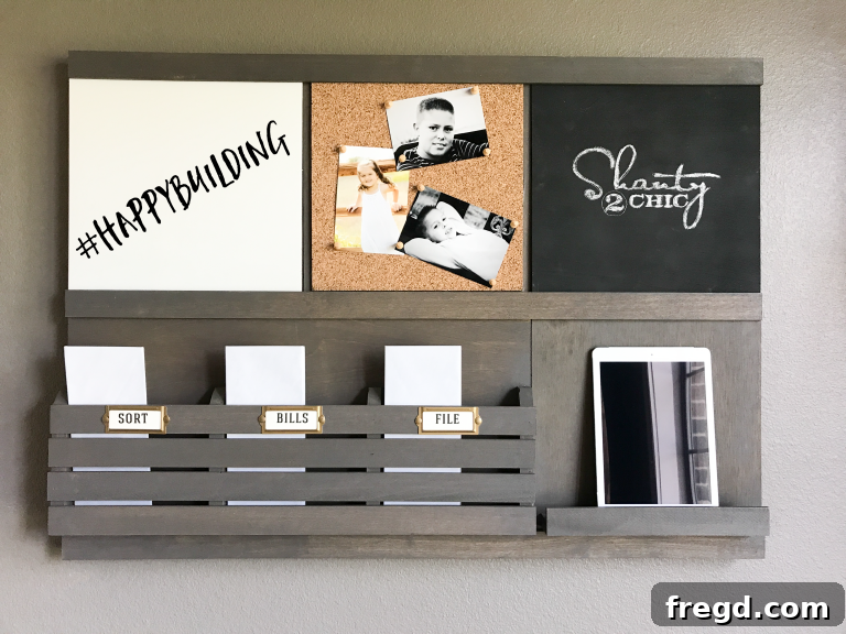 Demonstrating the large storage capacity of the DIY wall organizer