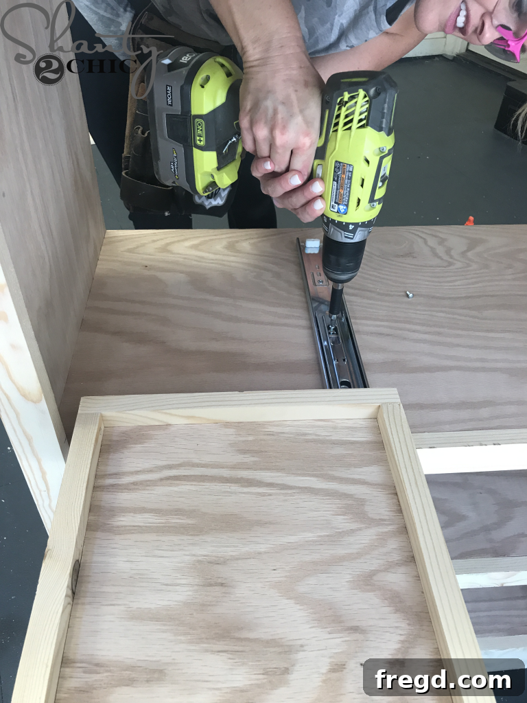 Rustic Coffee Station with Sliding Door 14 Completed hidden drawer