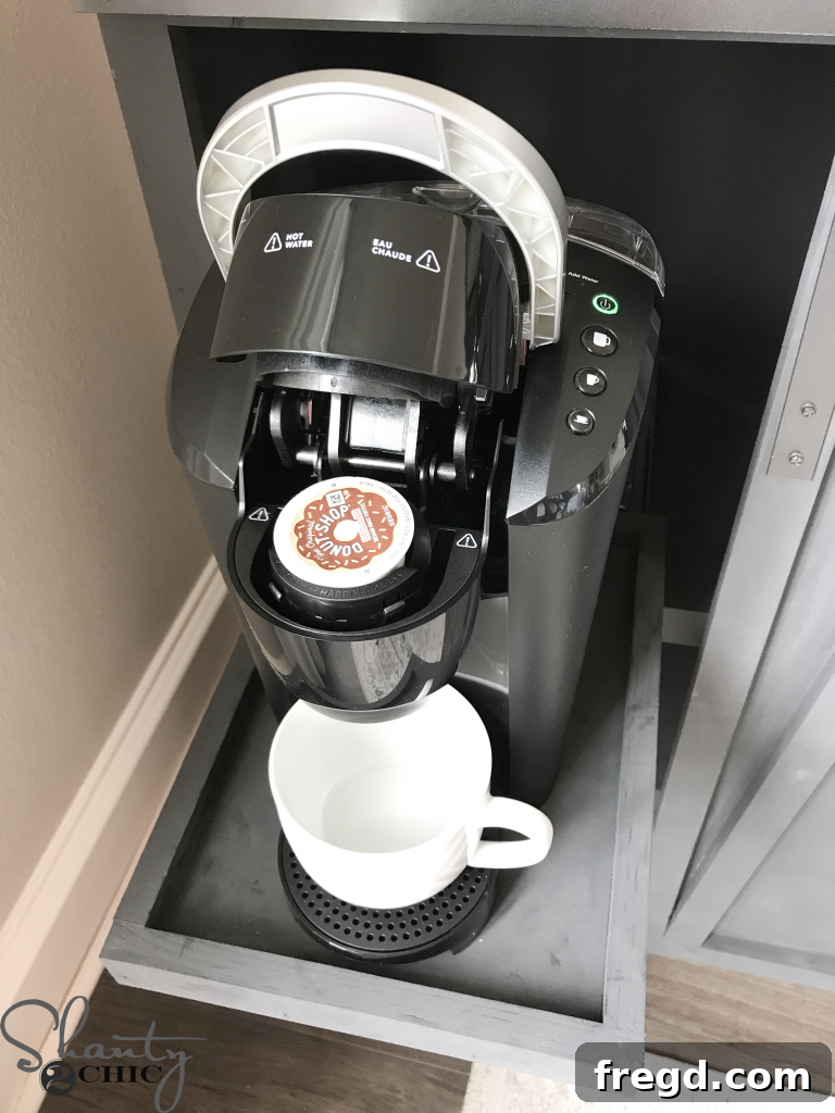 Rustic Coffee Station with Sliding Door 28 DIY Barn Door Coffee Cabinet with Keurig
