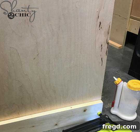 Rustic Coffee Station with Sliding Door 8 Attaching face frame to cabinet
