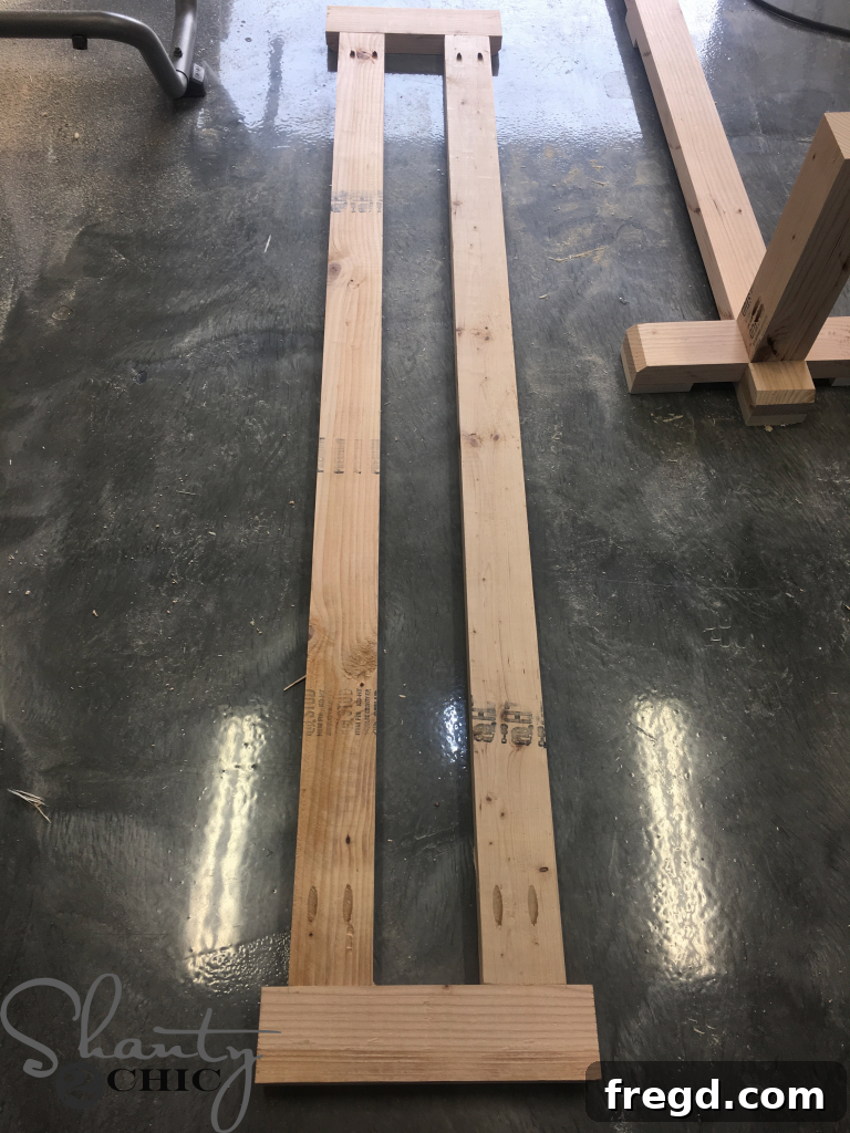 Both runners attached to the top end supports, showing pocket hole alignment