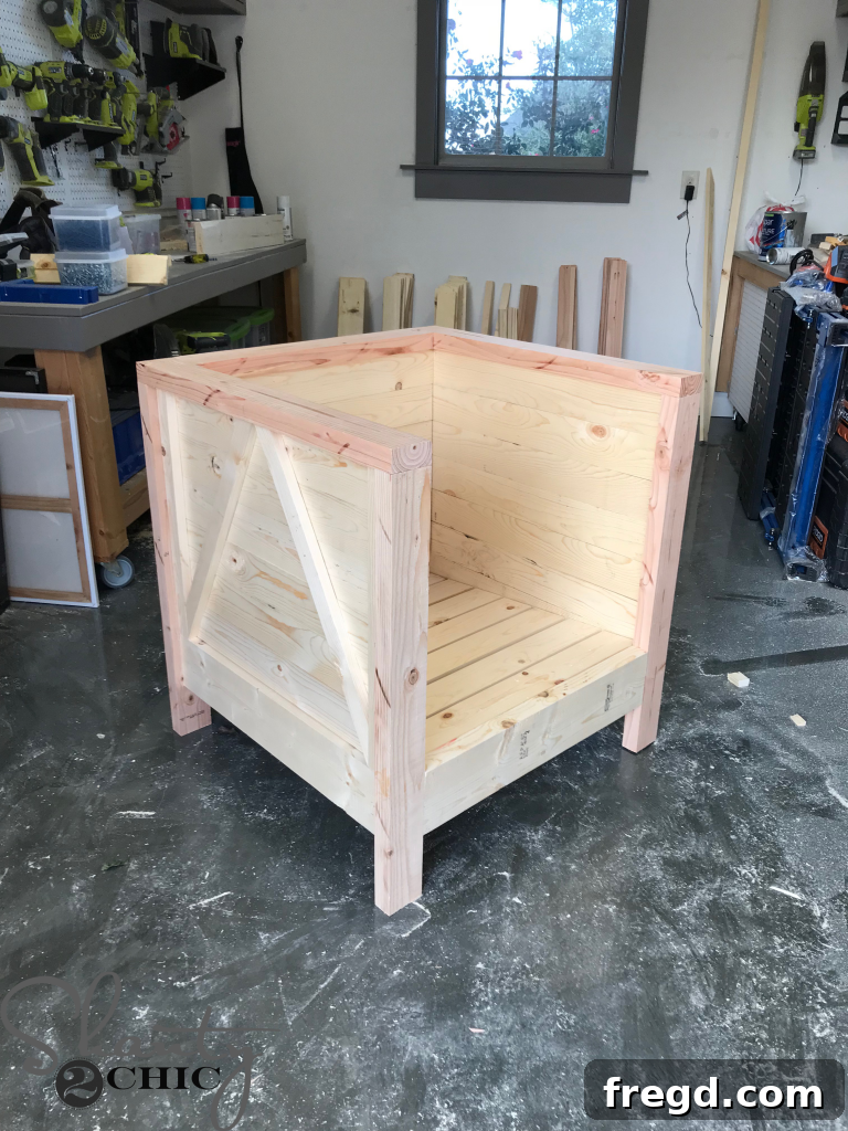 Build Your Own Rustic Farmhouse Chair 17 DIY Farmhouse Club Chair - Attaching Back Slats
