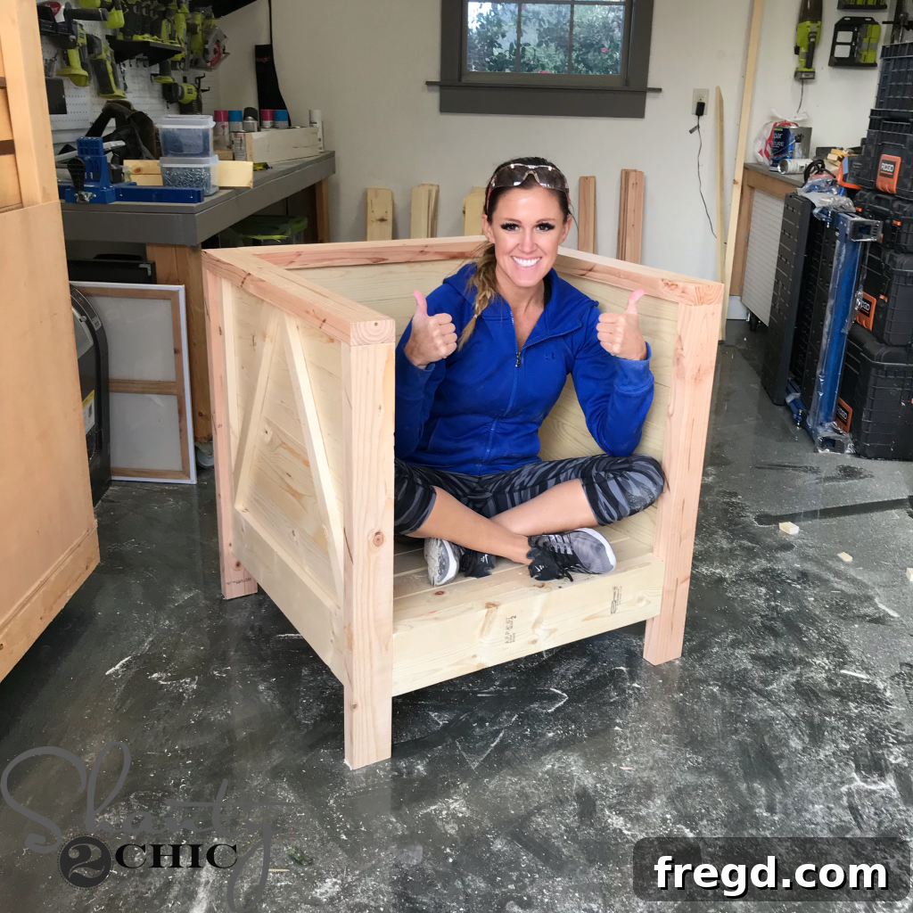 Build Your Own Rustic Farmhouse Chair 18 DIY Farmhouse Club Chair - Adding Trim