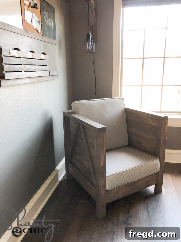 Build Your Own Rustic Farmhouse Chair 20 DIY Farmhouse Club Chair - Finished and Ready