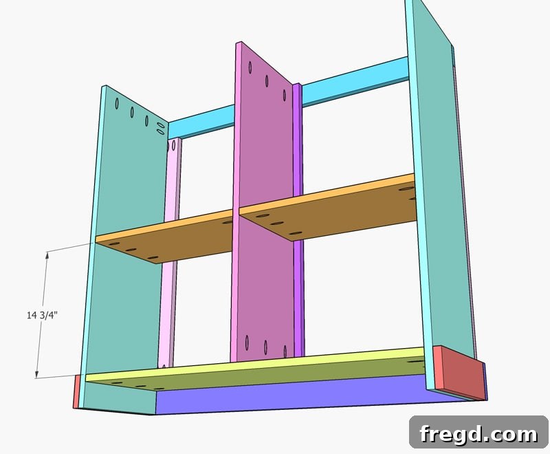 Attaching adjustable shelves within the DIY cabinet using pocket holes