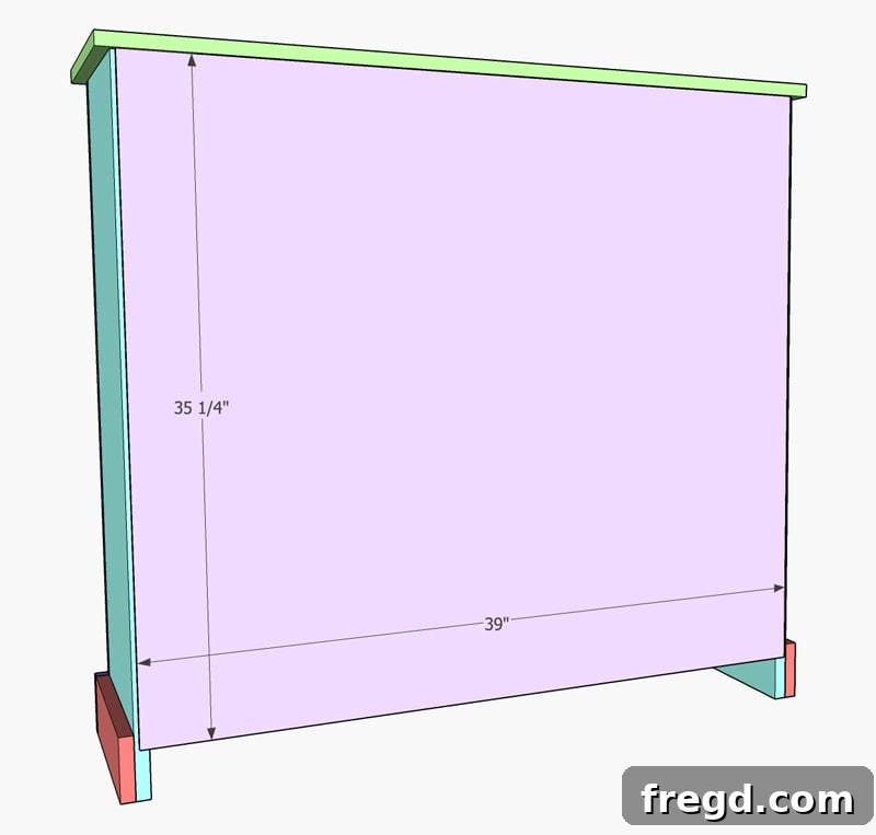 Attaching the 1/4 inch plywood back panel to the DIY cabinet
