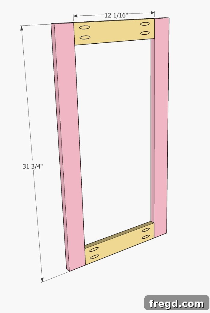 Completed door frames ready for faux tin panel installation