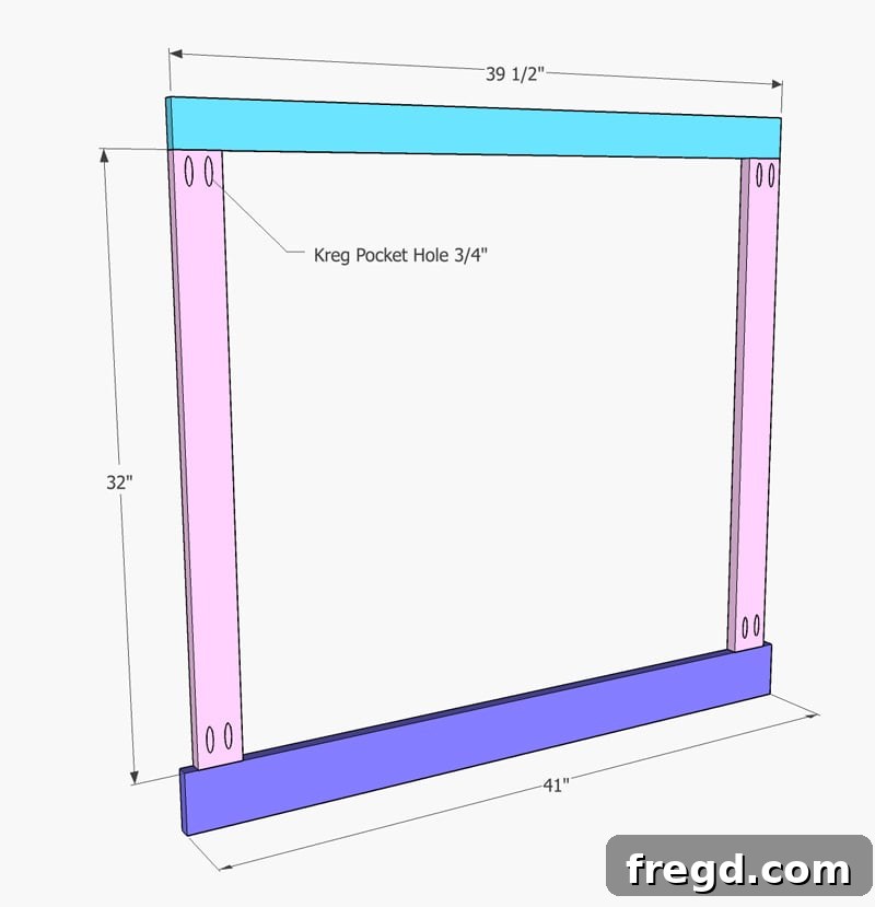 Assembling the cabinet's face frame for a clean, finished front