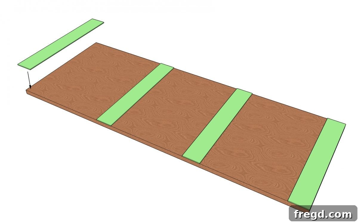 Cutting and attaching horizontal trim boards for the barn door