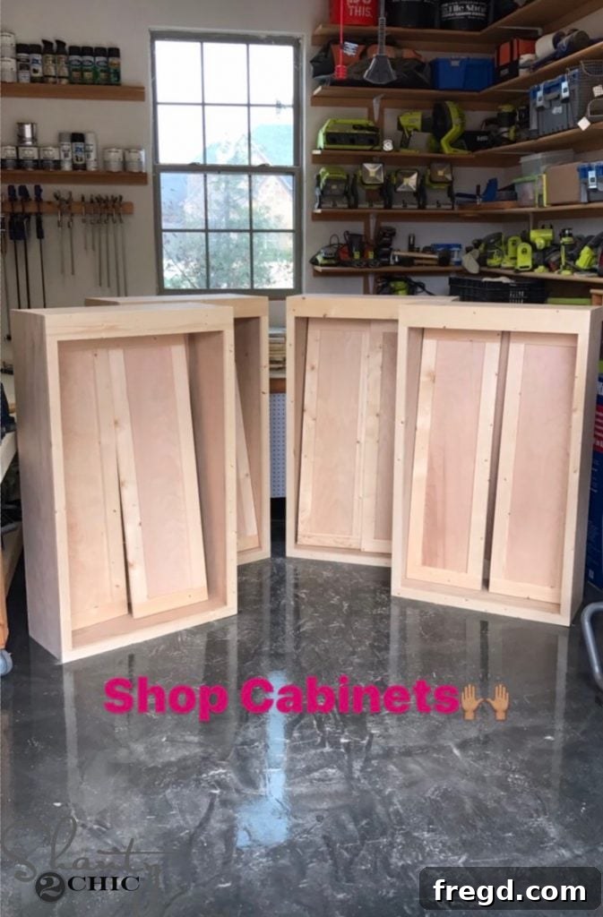 Attaching plywood panels to the back of DIY cabinet door frames