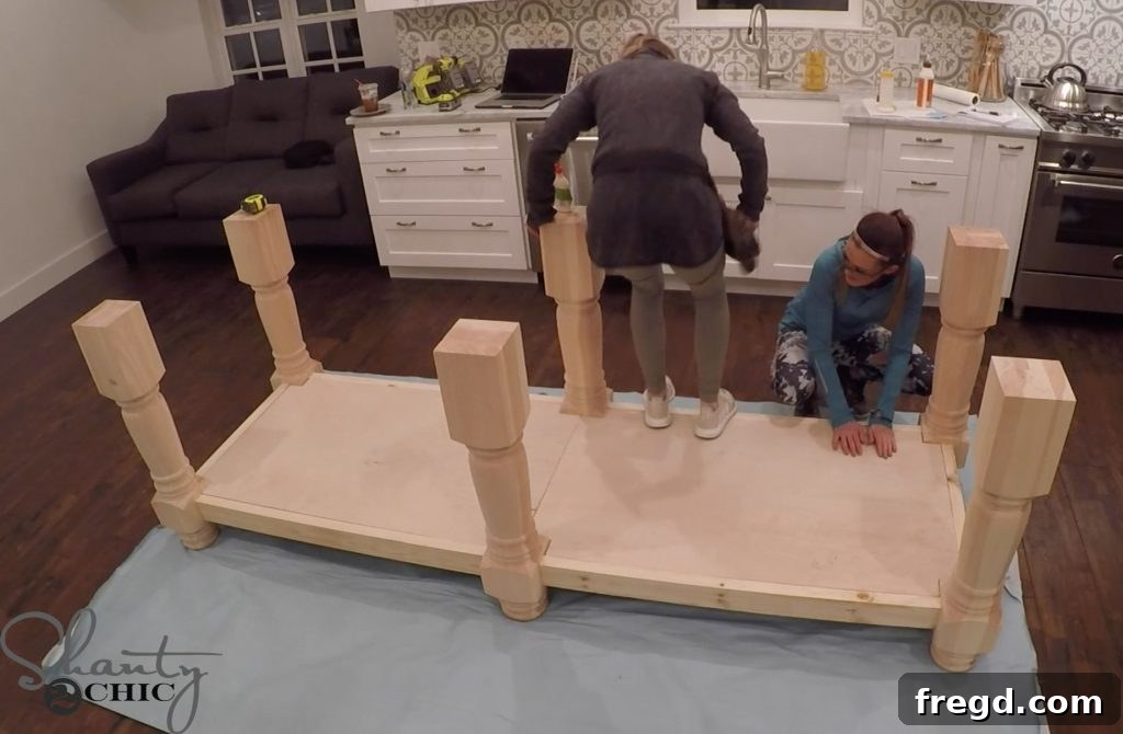 DIY Kitchen Island - Attaching Bottom Shelf