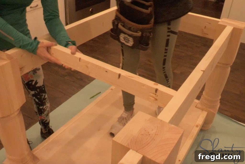DIY Kitchen Island - Top Support Pieces