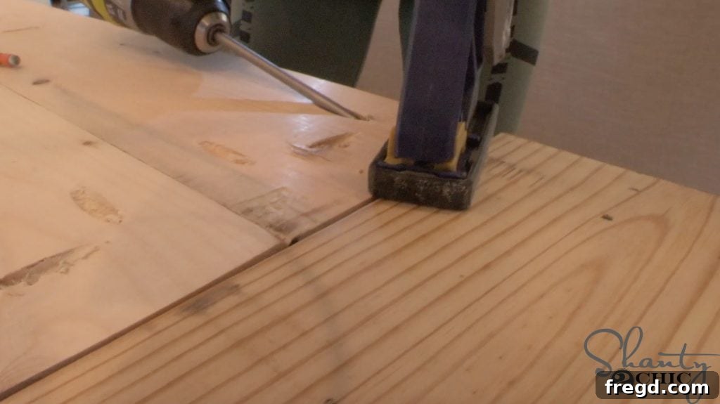 DIY Kitchen Island - Attaching Bread Boards