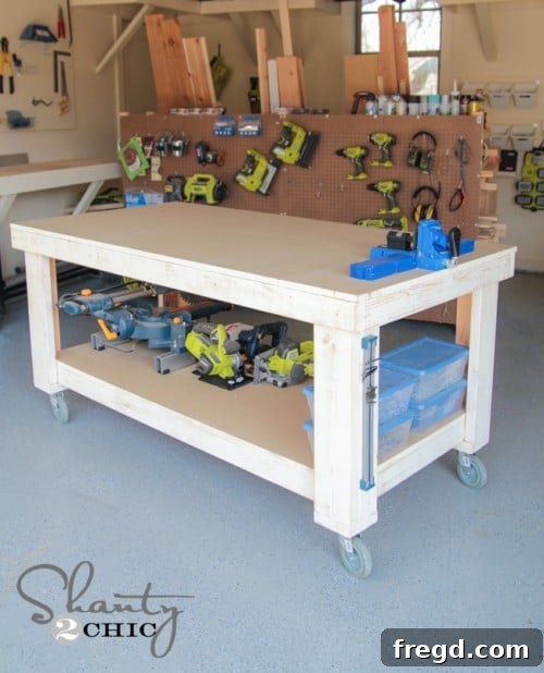 Crafting Your Ultimate Workspace 11 Finished DIY workbench ready for use