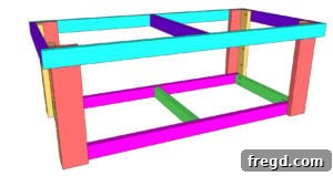 Crafting Your Ultimate Workspace 19 Attaching top frame to legs