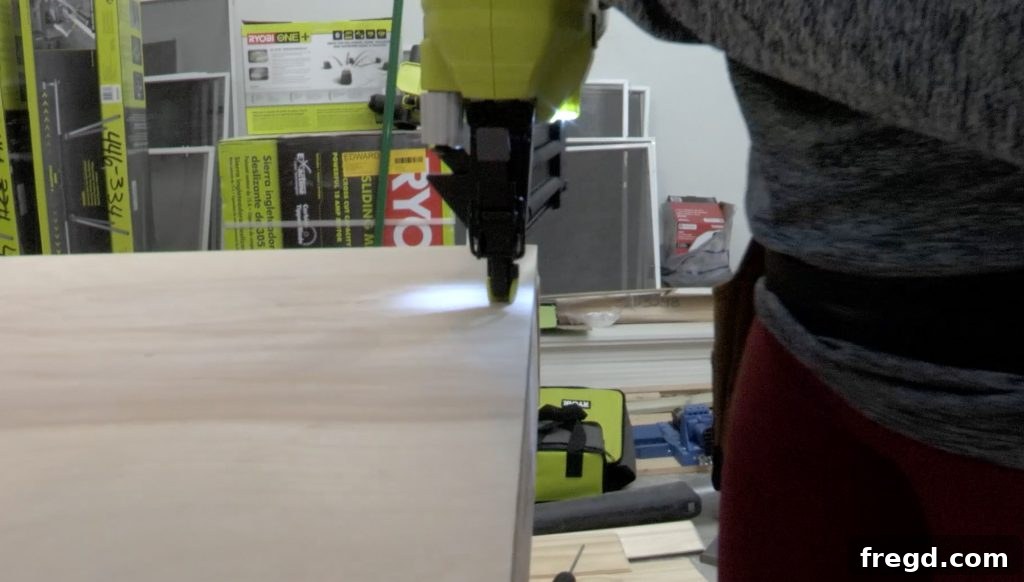 Crafting Your Ultimate Workspace 10 Attaching the top work surface to the DIY workbench